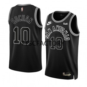 San Antonio Spurs Jeremy Sochan 10 Nike 2022-23 Classic Edition Musta Miesten Pelipaidat Swingman